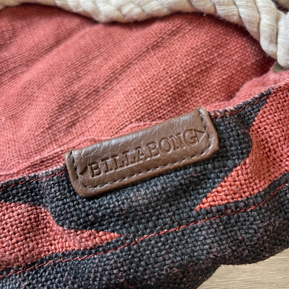 Billabong Tote Bag Womens Large Rust Red Rope Handle Boho Beach Geometric Bag - Picture 11 of 12